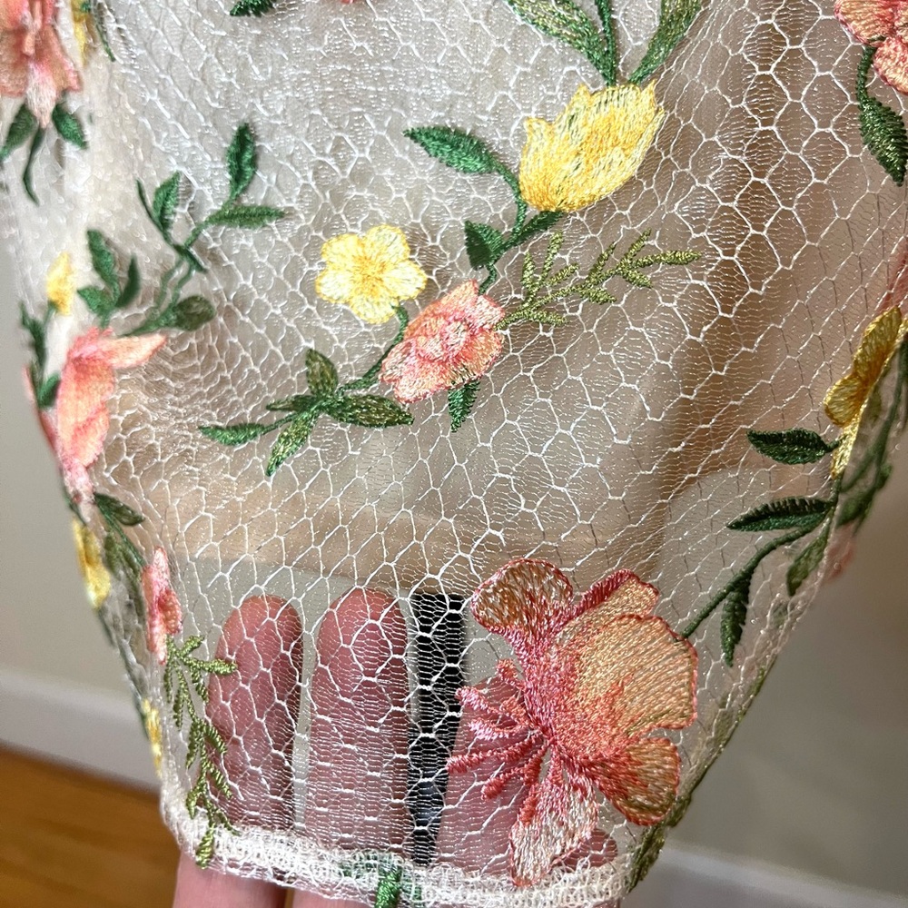 Sam Edelman Embroidered Mesh Mini Dress Cream Pink NWT Size 8 - Picture 10 of 14